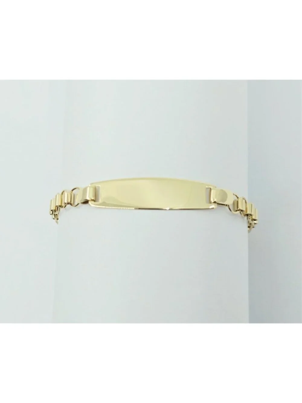 Unique 14K Karat Solid Yellow Gold Designer Baby Link ID Bracelet - 5.25